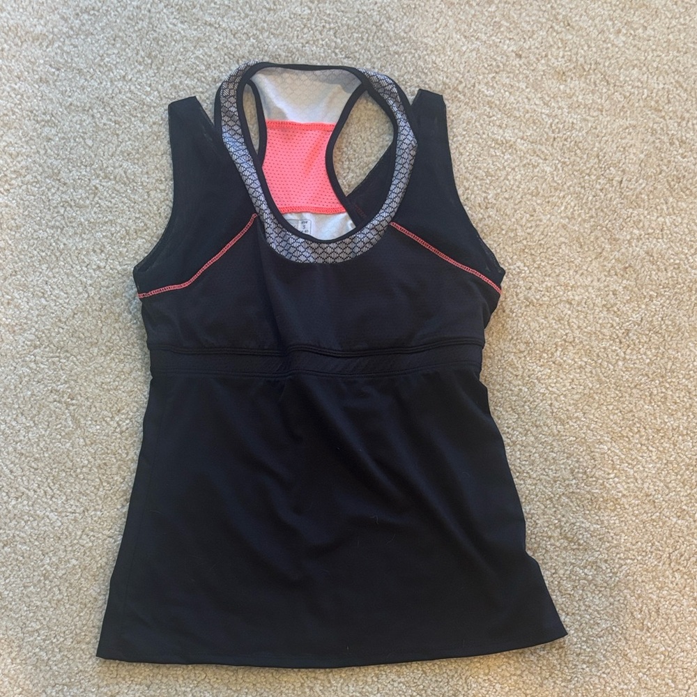 Lucky in Love Black Athletic Tank with Pink Accent
